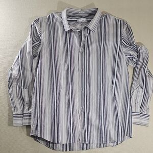 Calvin Klein Blue and White Striped Casual Shirt
